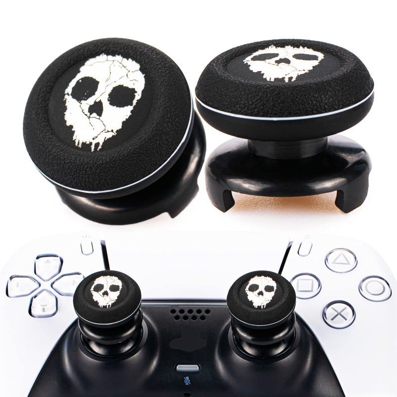 Playrealm FPS Thumbstick Extender & Printing Rubber Silicone Grip Cover 2 Sets for PS5 Dualsenese & PS4 Controller (Ghost) - Image 1